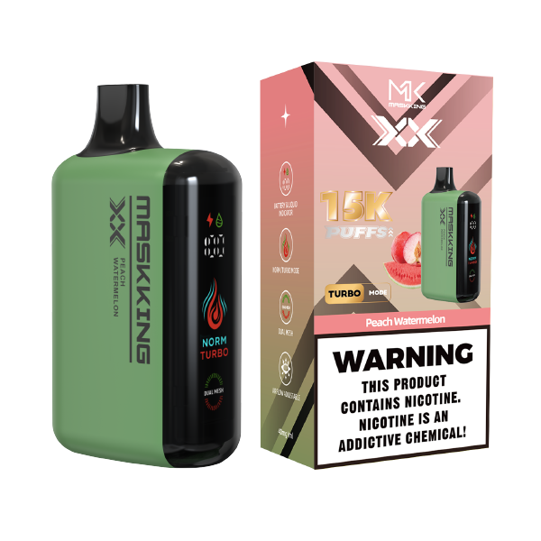 Maskking XX Peach Watermelon durazno sandía vapeador desechable 15,000 puffs pantalla LED USB-C – envío express CDMX