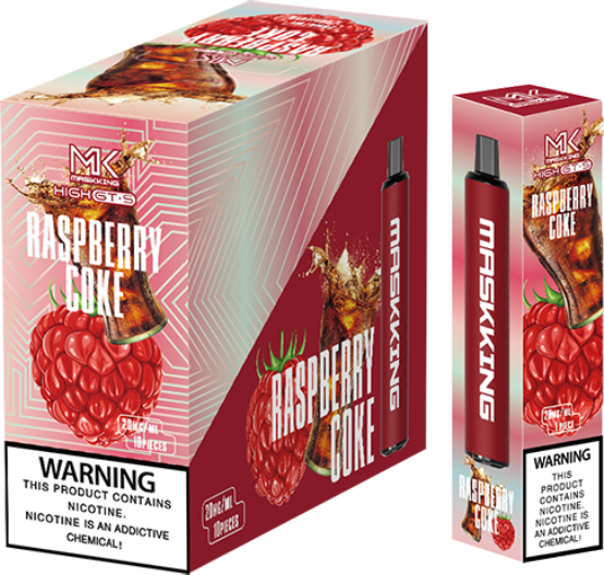 Maskking GTS Raspberry Coke frambuesa cola caja 10 vapes desechables 2,500 puffs 4% nicotina – entrega a domicilio CDMX