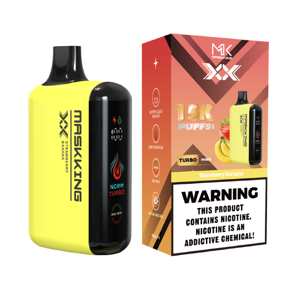 Maskking XX Strawberry Banana fresa plátano vapeador desechable 15,000 puffs pantalla LED recargable – TiendasVM México