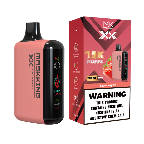 Maskking XX Strawberry Ice fresa hielo vapeador desechable 15,000 puffs pantalla LED airflow – compra en México, entrega CDMX