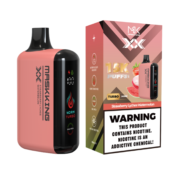 Maskking XX Strawberry Lychee Watermelon fresa lichi sandía vapeador desechable 15,000 puffs pantalla LED – TiendasVM México