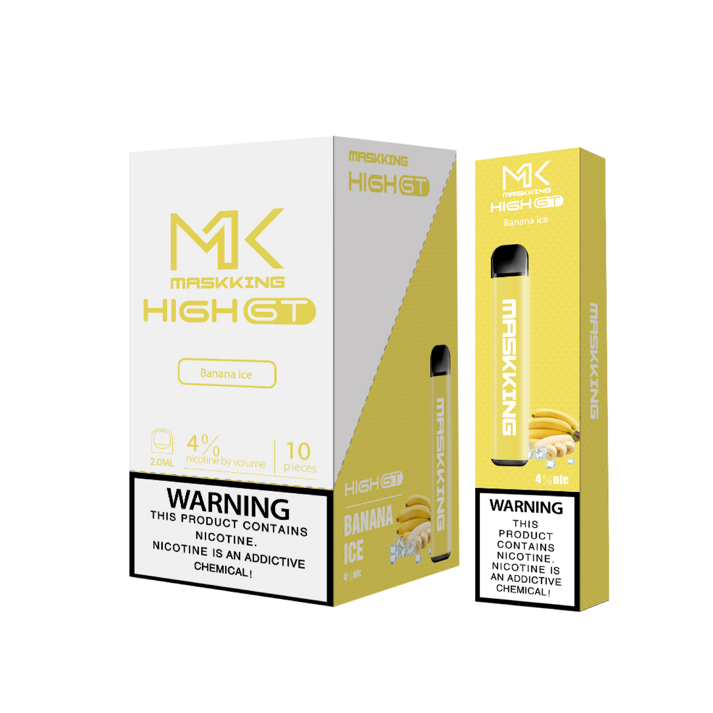 Maskking GT Banana Ice plátano con hielo caja 10 vapes desechables 500 puffs 3-4% nicotina – caja 10 unidades México