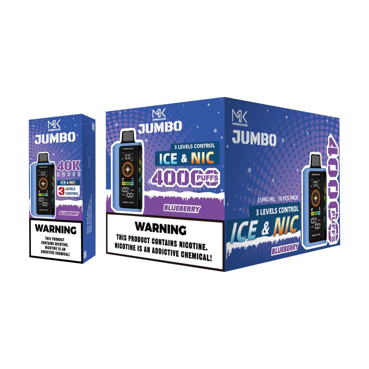Maskking Jumbo Blueberry arándano caja 10 vapes 40,000 puffs ICE NIC control – caja 10 unidades México
