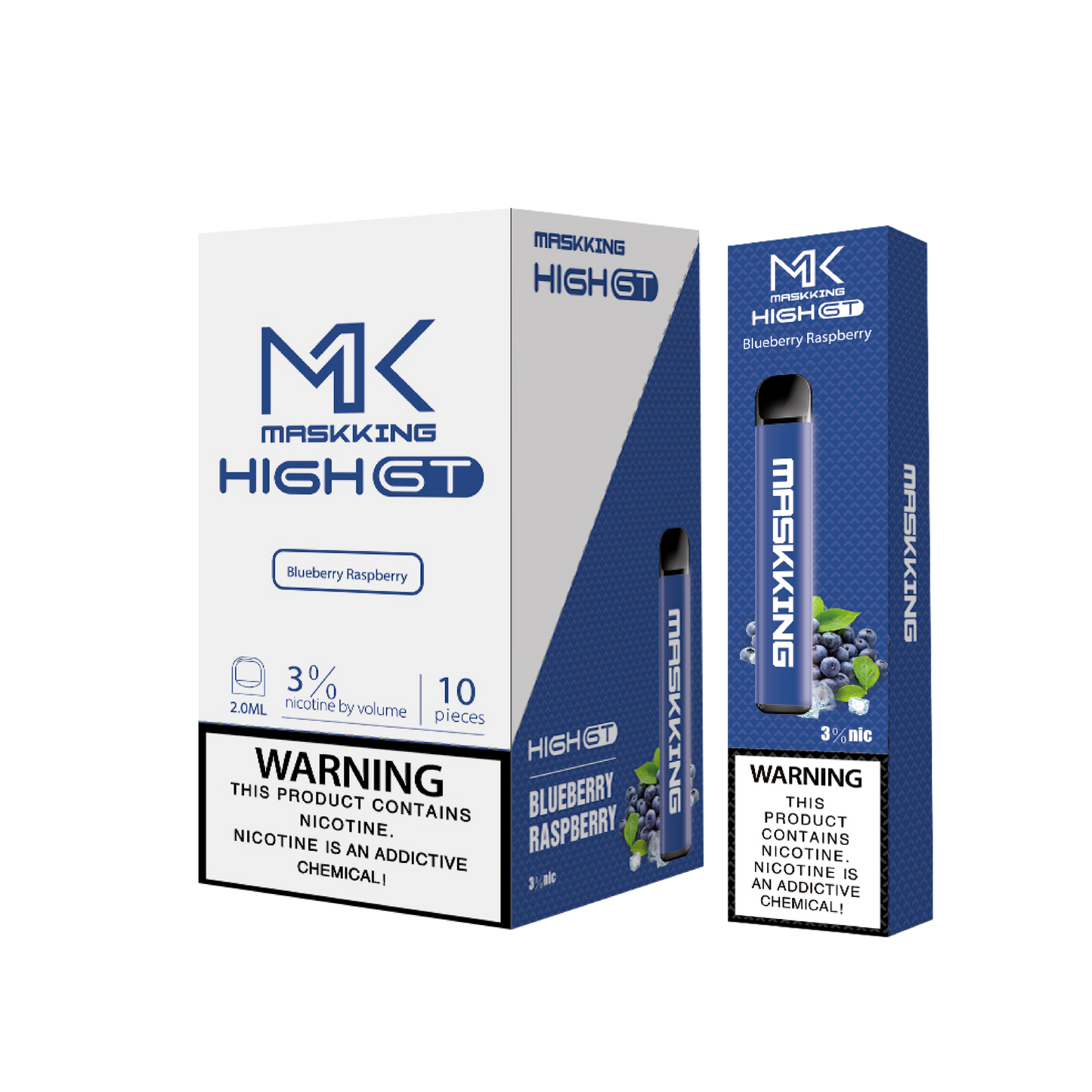 Maskking GT Blueberry Raspberry arándano frambuesa caja 10 vapes desechables 500 puffs 3-4% nicotina – caja 10 unidades México