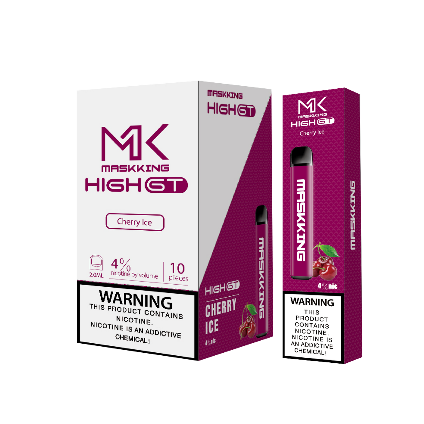 Maskking GT Cherry Ice cereza con hielo caja 10 vapes desechables 500 puffs 3-4% nicotina – caja 10 unidades México