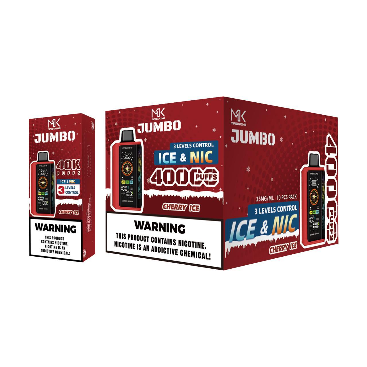 Maskking Jumbo Cherry Ice cereza con hielo caja 10 vapes 40,000 puffs ICE NIC control – caja 10 unidades México