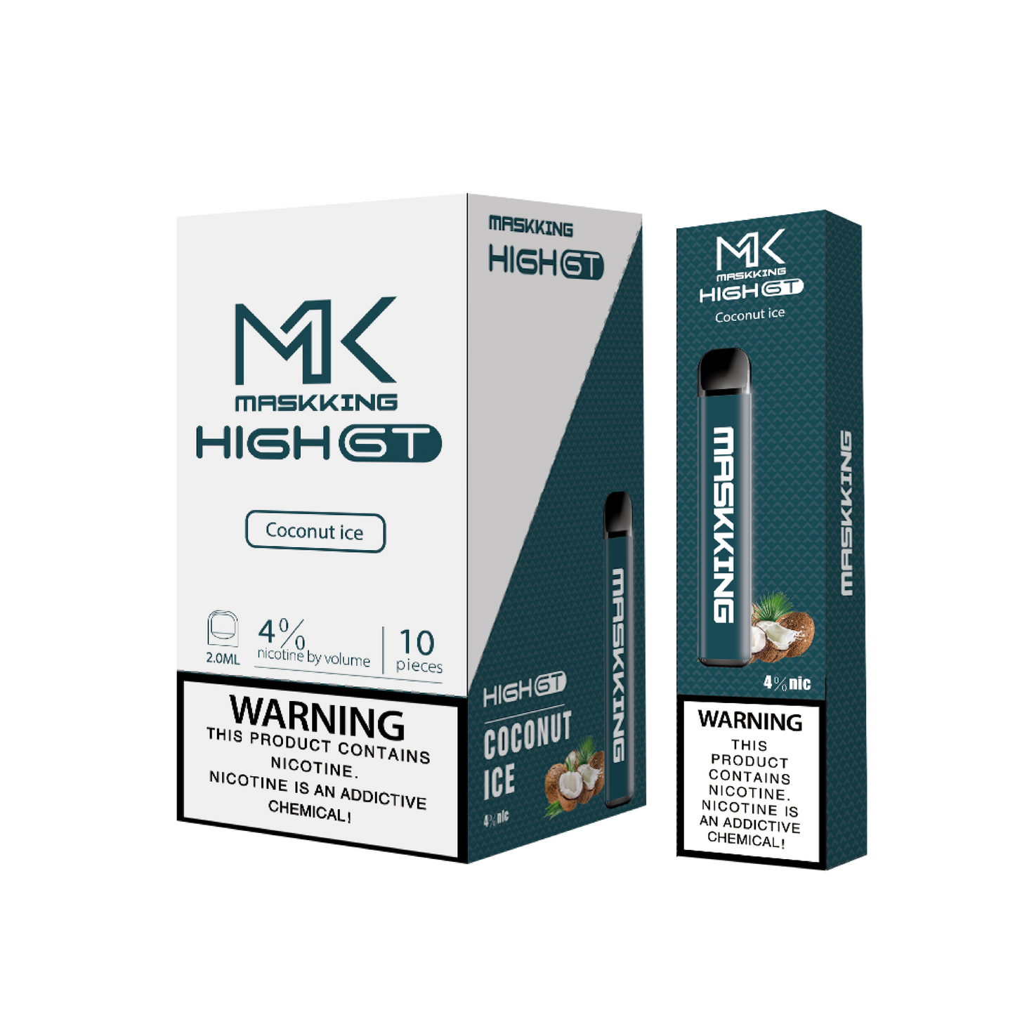Maskking GT Coconut Ice coco con hielo caja 10 vapes desechables 500 puffs 3-4% nicotina – envío express CDMX