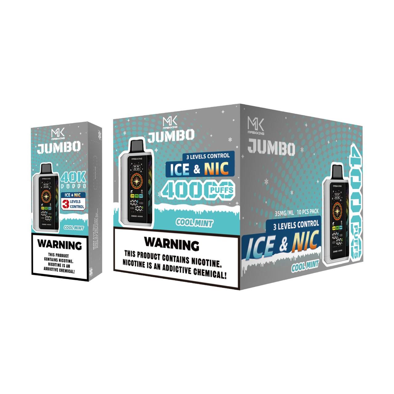 Maskking Jumbo Cool Mint menta fría caja 10 vapes 40,000 puffs ICE NIC control – compra en México entrega CDMX