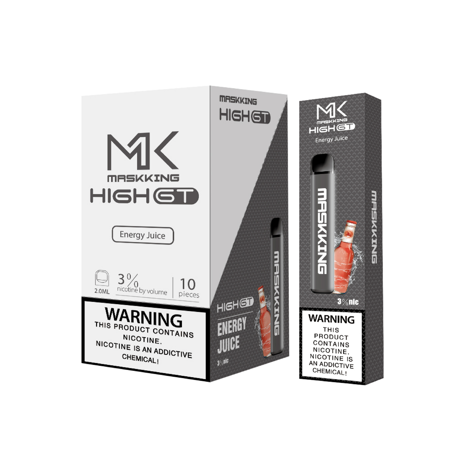 Maskking GT Energy Juice jugo energético caja 10 vapes desechables 500 puffs 3-4% nicotina – entrega a domicilio CDMX