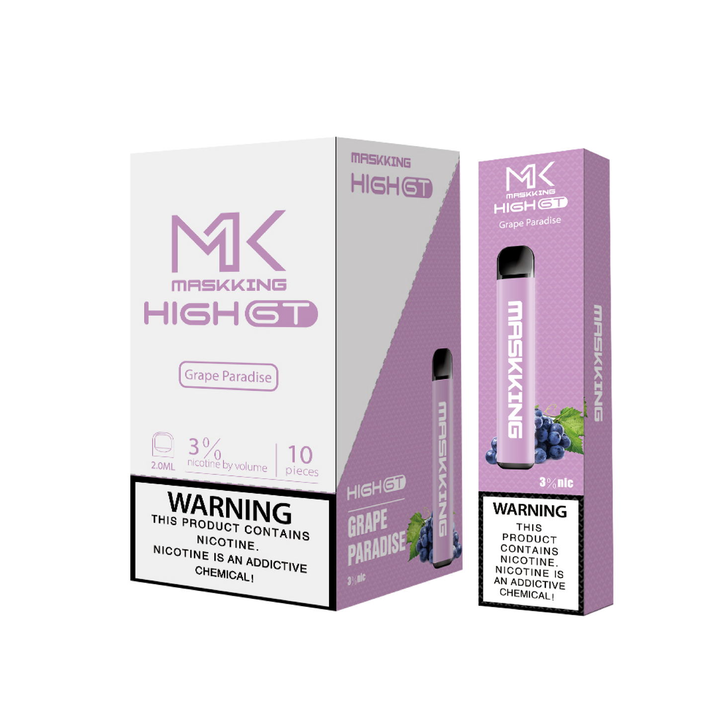 Maskking GT Grape Paradise uva paraíso caja 10 vapes desechables 500 puffs 3-4% nicotina – envío express CDMX
