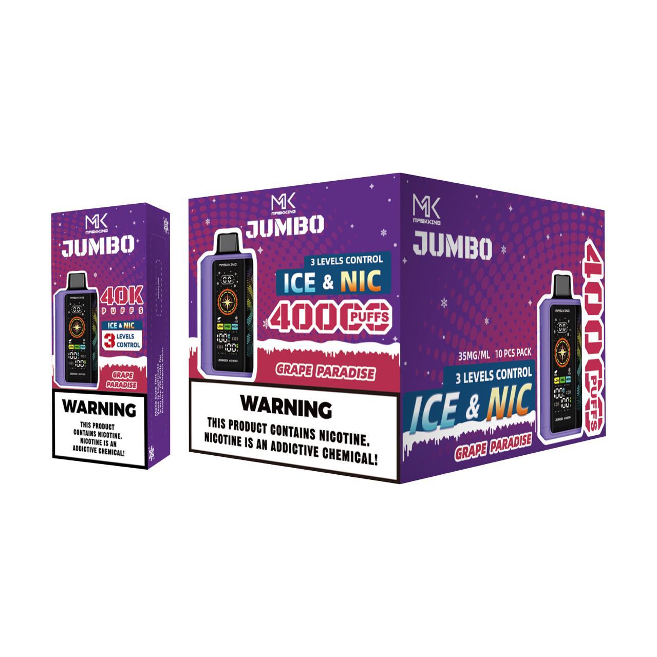 Maskking Jumbo Grape Paradise uva paraíso caja 10 vapes 40,000 puffs ICE NIC control – TiendasVM México