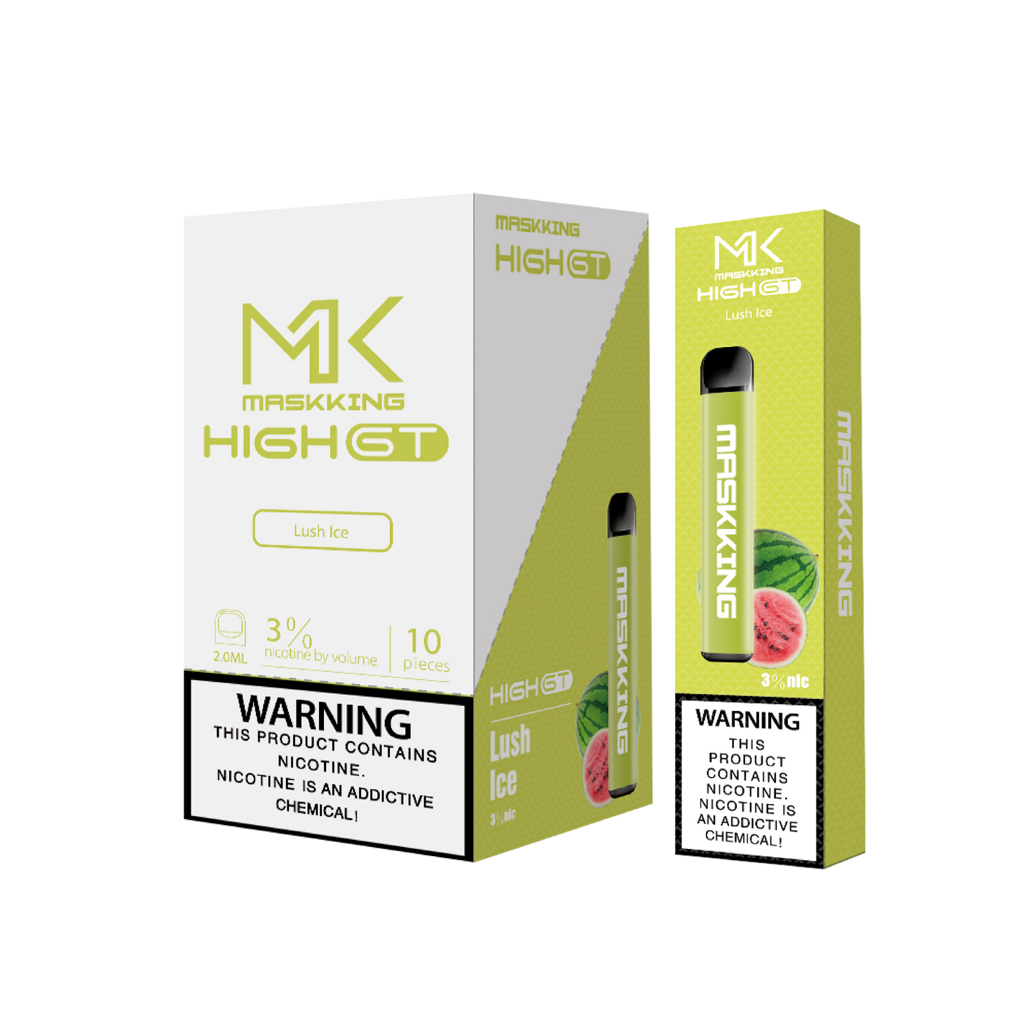 Maskking GT Lush Ice sandía fría caja 10 vapes desechables 500 puffs 3-4% nicotina – entrega a domicilio CDMX