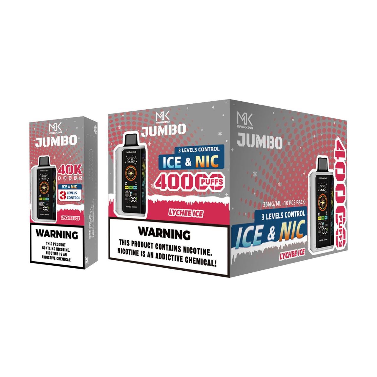 Maskking Jumbo Lychee Ice lichi con hielo caja 10 vapes 40,000 puffs ICE NIC control – entrega a domicilio CDMX