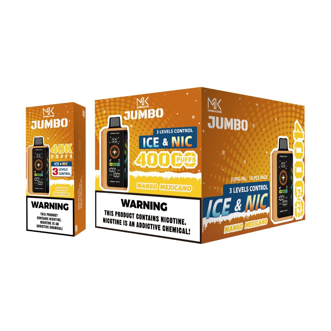 Maskking Jumbo Mango Mexicano mango mexicano caja 10 vapes 40,000 puffs ICE NIC control – envío express CDMX