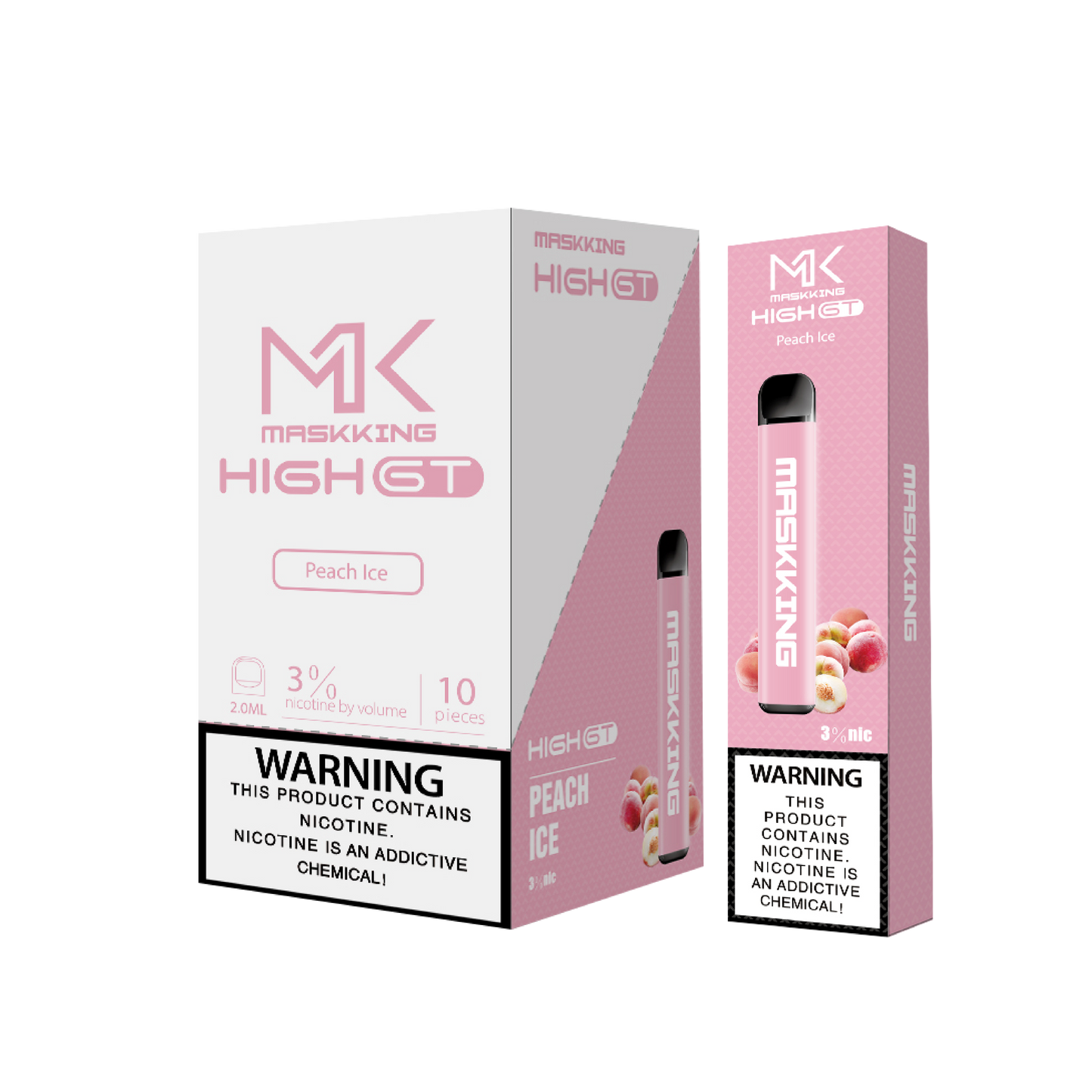 Maskking GT Peach Ice durazno con hielo caja 10 vapes desechables 500 puffs 3-4% nicotina – TiendasVM México