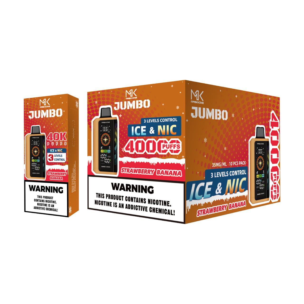 Maskking Jumbo Strawberry Banana fresa plátano caja 10 vapes 40,000 puffs ICE NIC control – entrega a domicilio CDMX