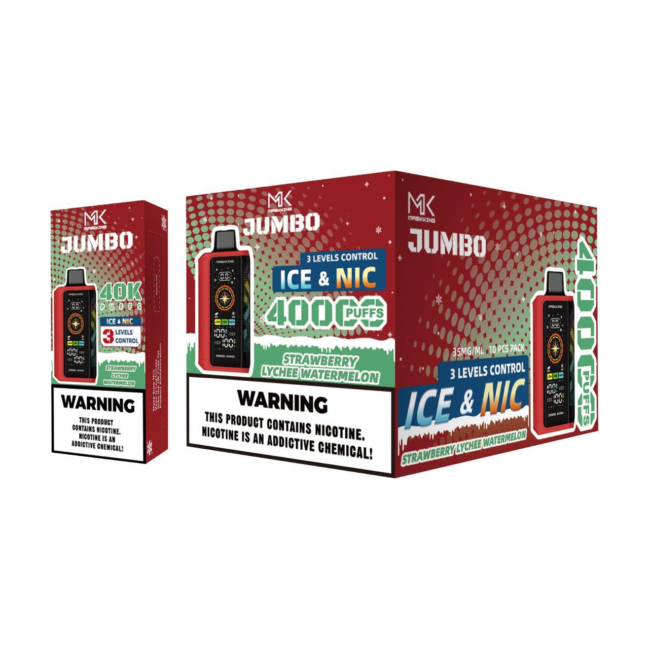 Maskking Jumbo Strawberry Watermelon Lychee fresa sandía lichi caja 10 vapes 40,000 puffs ICE NIC control – envío express CDMX